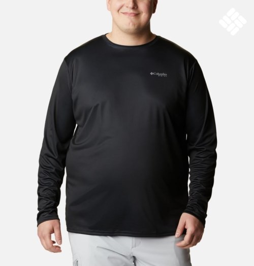 Men's Columbia PFG Terminal Tackle Fish Flag Long Sleeve Sweatshirts Black | Plus Size CA-E8104